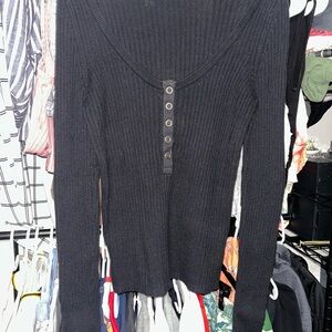 Arizona Jean Company Black Ribbed Long Sleeve Button Down